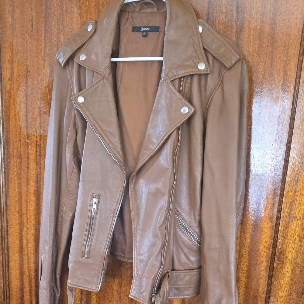 Quince Tan Leather Jacket